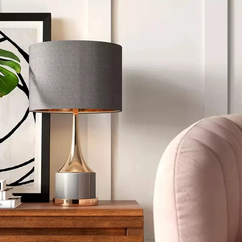 Bedside Lamp Vénusia refined design with gilded iron body and white fabric shade - view 8