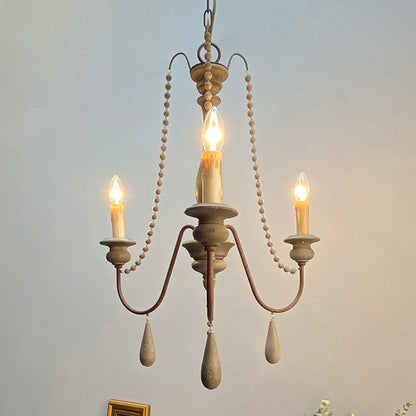 Vintage wit houten kroonluchter voor woonkamer – Elarisia