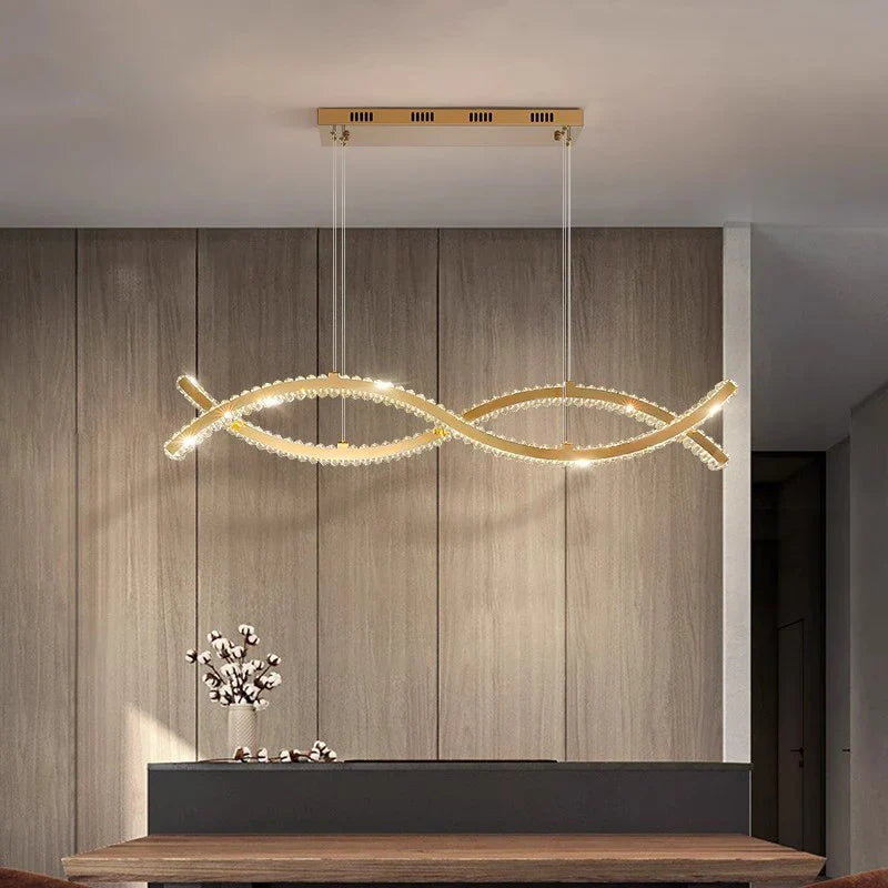 Elegant luminous crystal gold glass pendant Evos chic ambiance - view 3