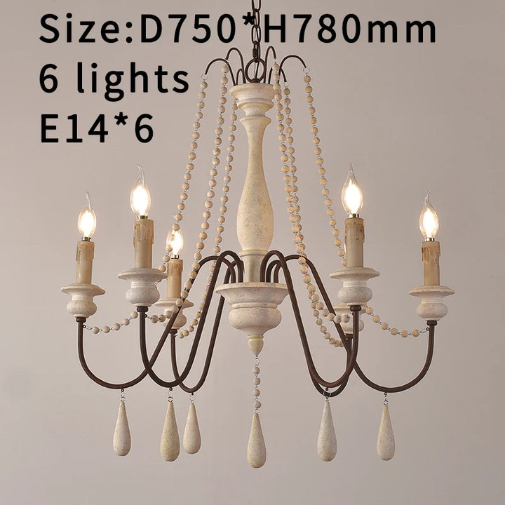 Lustre en bois blanc vintage pour salon – Elarisia