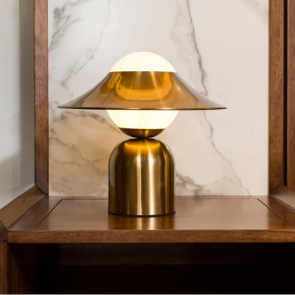 Decorative Table Lamp Noctea with blown glass globe and golden base - view 4
