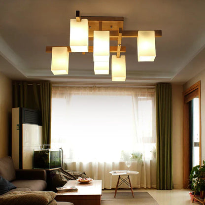 Houten Minimalistische LED-Plafondlamp Japandi Stijl – Sélénis
