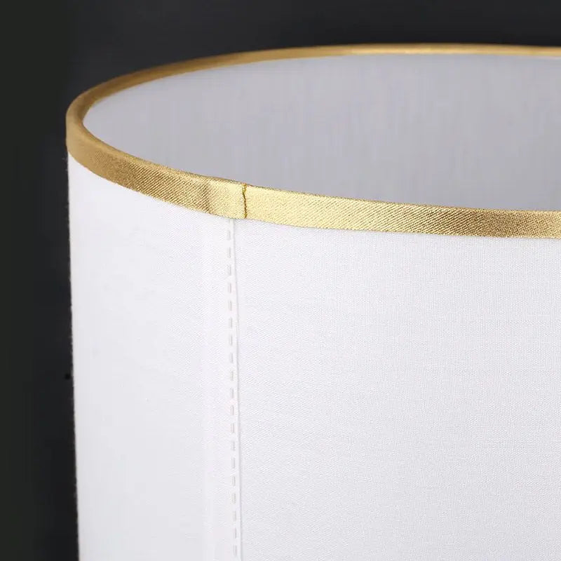 Table Lamp Raynova Gold Design with Architectural Base and Cylindrical Fabric Shade - View 9