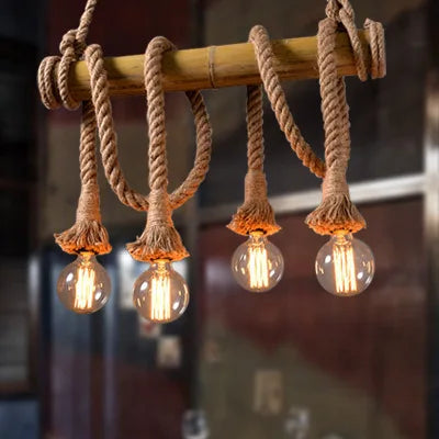 Vintage Hanglamp Bamboekoord voor Binnenhuisdecoratie