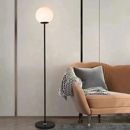 Floor Lamp Elara with opaline glass globe and steel stem - view 9
