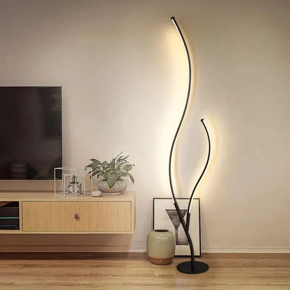 Lampadaire moderne design deux branches aluminium forme organique - vue 5