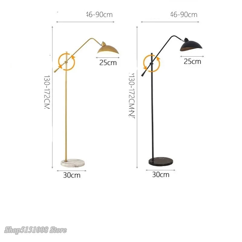 Lampe sur pied en métal doré et marbre pour salon – Aurélise