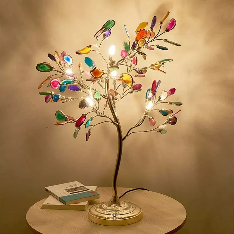 Lampe de Chevet Arbre Style Sculptural Feuilles Multicolores – Auror