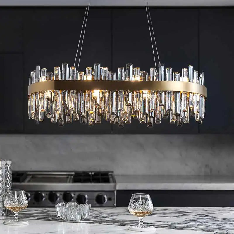 Ronde Lustre Goud Kristal Hoge Glans Koninklijk Design – Vella