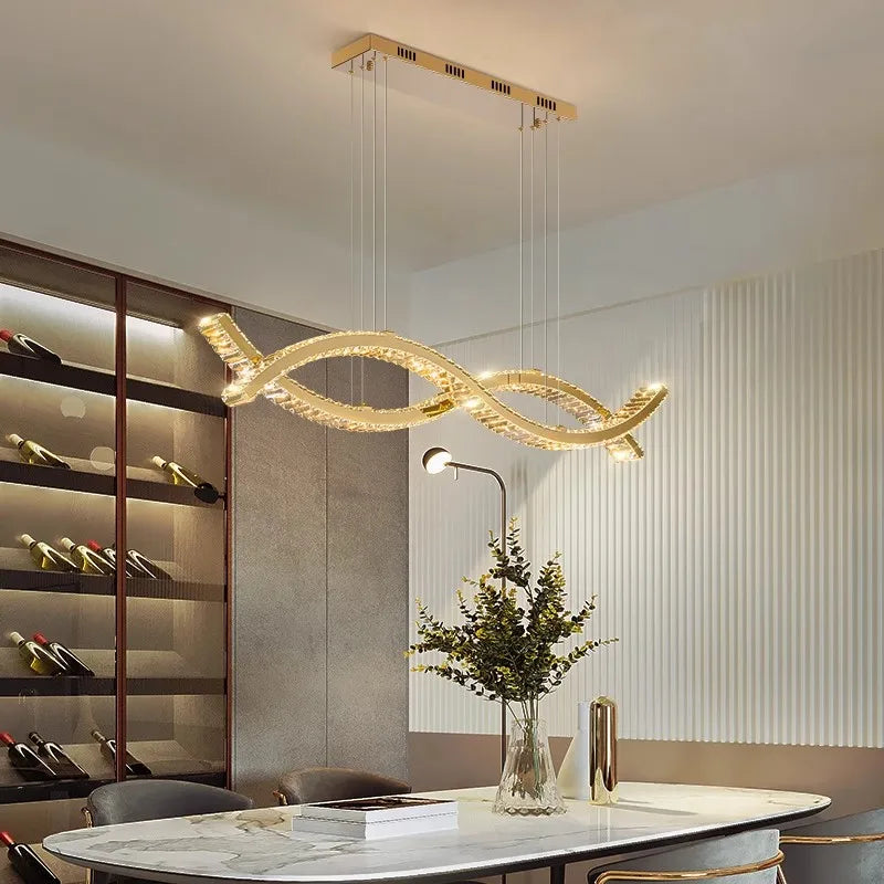 Elegant luminous crystal gold glass pendant Evos chic ambiance - view 1