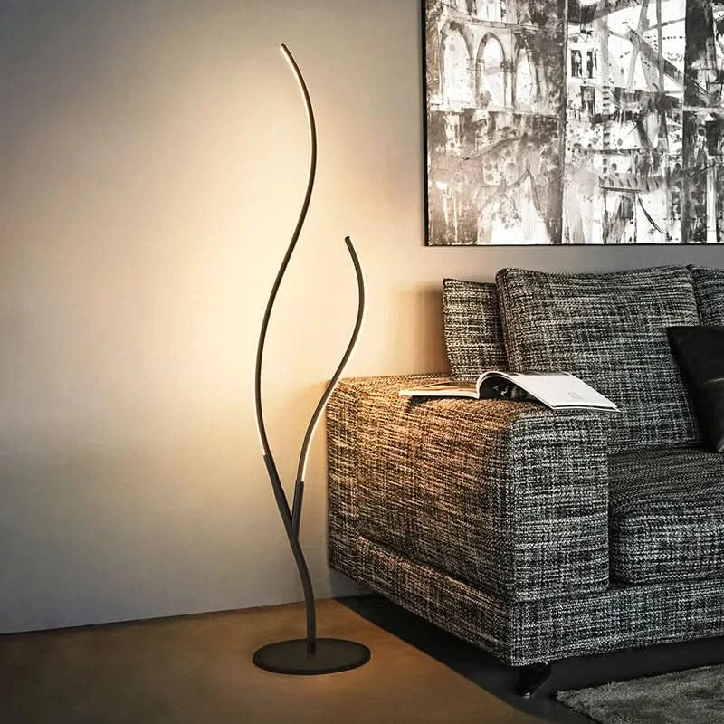 Lampadaire moderne design deux branches aluminium forme organique - vue 7