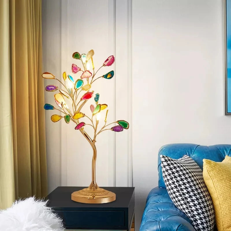 Lampe de Chevet Arbre Style Sculptural Feuilles Multicolores – Auror
