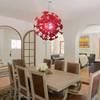 Lustre en Verre Soufflé Rouge pour Salon – Spherelumia