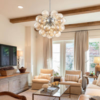 Lustre en Verre Soufflé Beige Foncé pour Salon – Orbalique