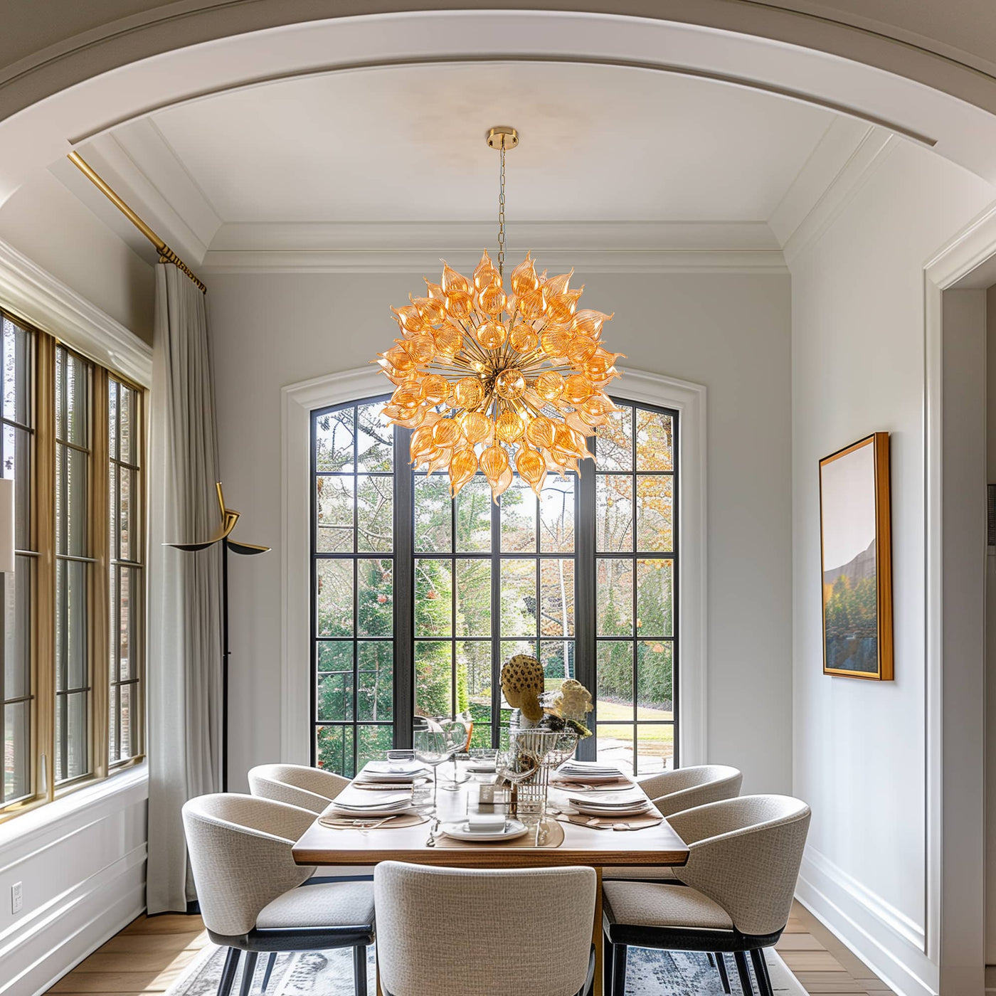 Lustre en Verre Soufflé Orange Style Sputnik – Dandelionis