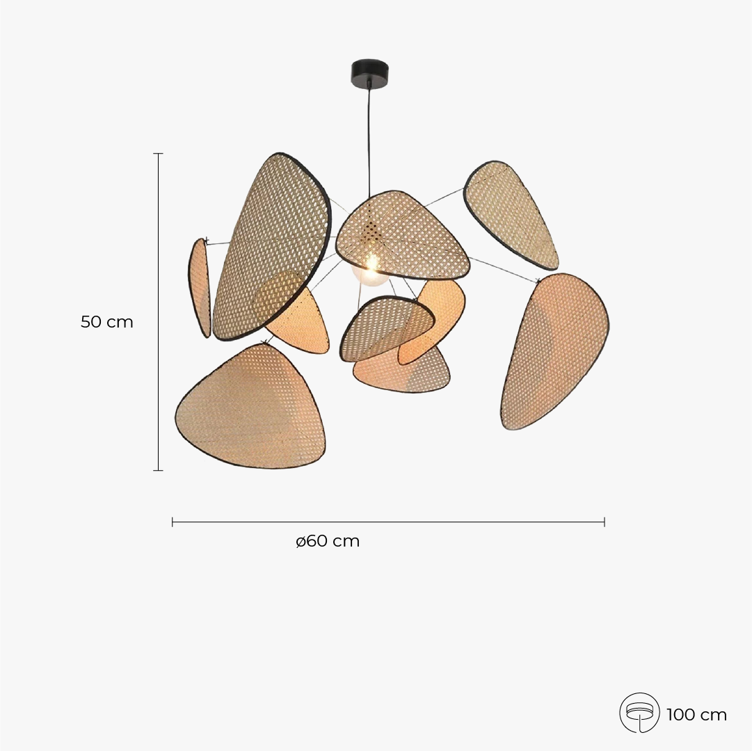 Boheemse kroonluchter in bamboe voor woonkamer – Auramya