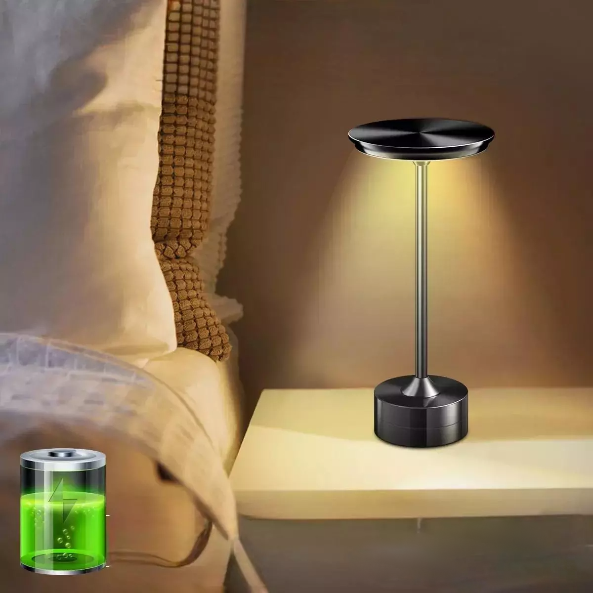 Lampe sans fil Métallico avec capteur tactile réglable au design moderne minimaliste - vue 10