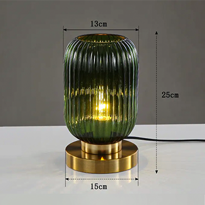 Nordic Design Vetro Table Lamp in Fluted Glass with Brushed Gilded Metal Base - View 9