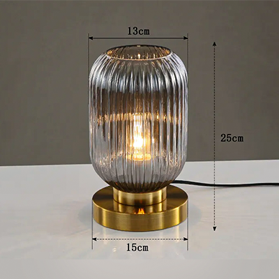 Lampe de table nordique design Vetro en verre strié avec base métal doré brossé - vue 6