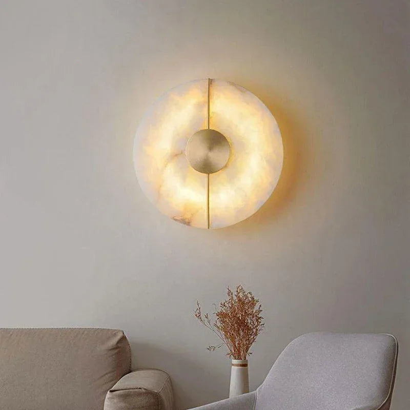 Aura Wandlamp Hoge Voorkeur Gouden Afwerking Authentiek Marmer – Aura