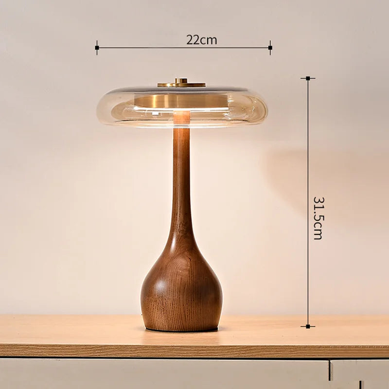 Lampe de Bureau en Bois et Verre Cuivré pour Chambre – Maderique