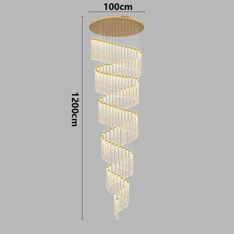 Lustre Rotatif en Cristal Doré pour Grand Espace – Célestarion