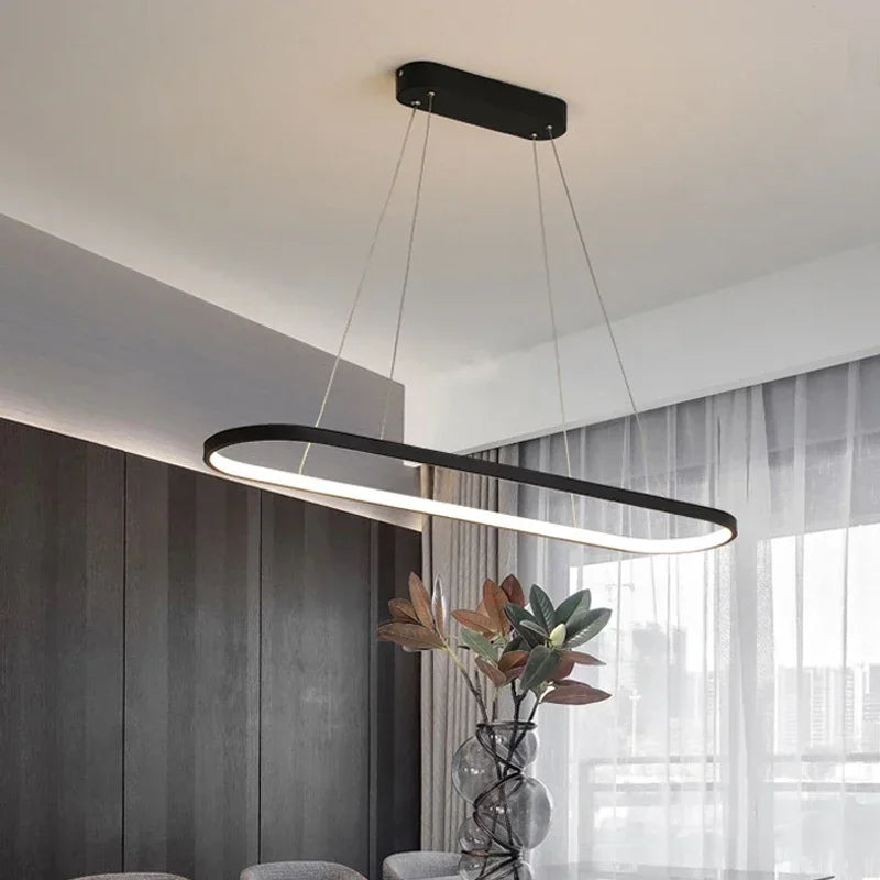 Suspension LED ovale Ondéa design contemporain éclairage uniforme - vue 6