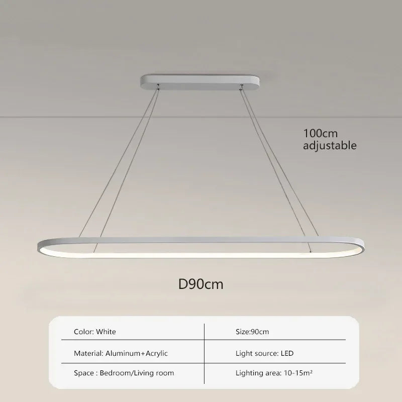 Suspension LED ovale Ondéa design contemporain éclairage uniforme - vue 12