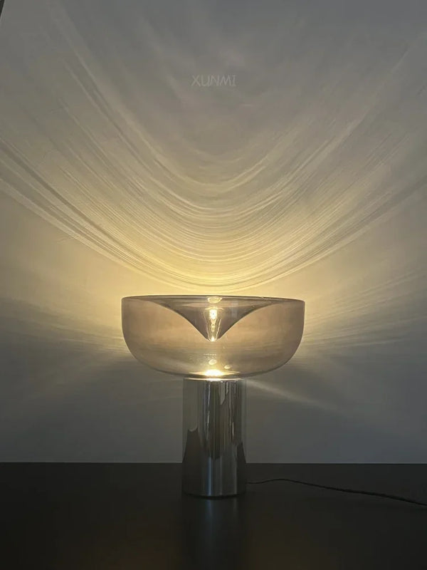 Nordic glass and chrome table lamp – Aellara