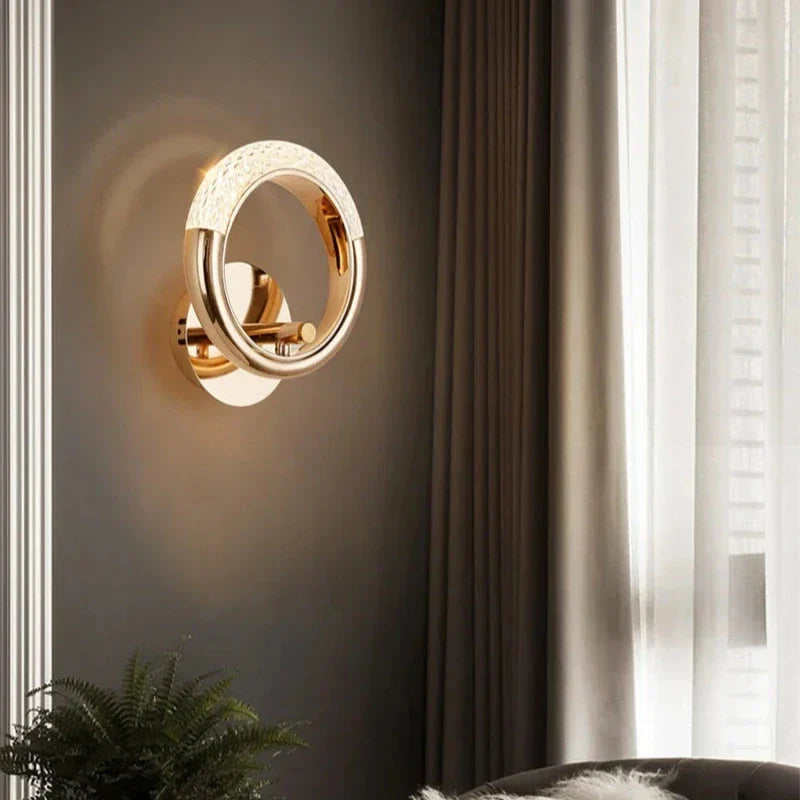 Applique murale directionnelle Ovalia design minimaliste dorée avec diffuseur acrylique - vue 12