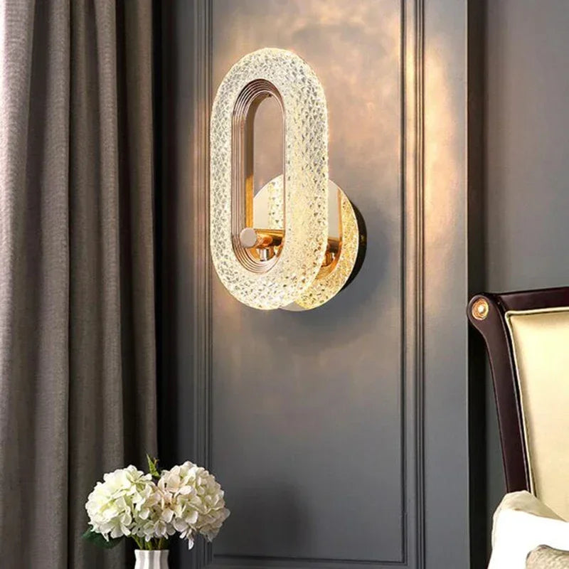 Applique murale directionnelle Ovalia design minimaliste dorée avec diffuseur acrylique - vue 9