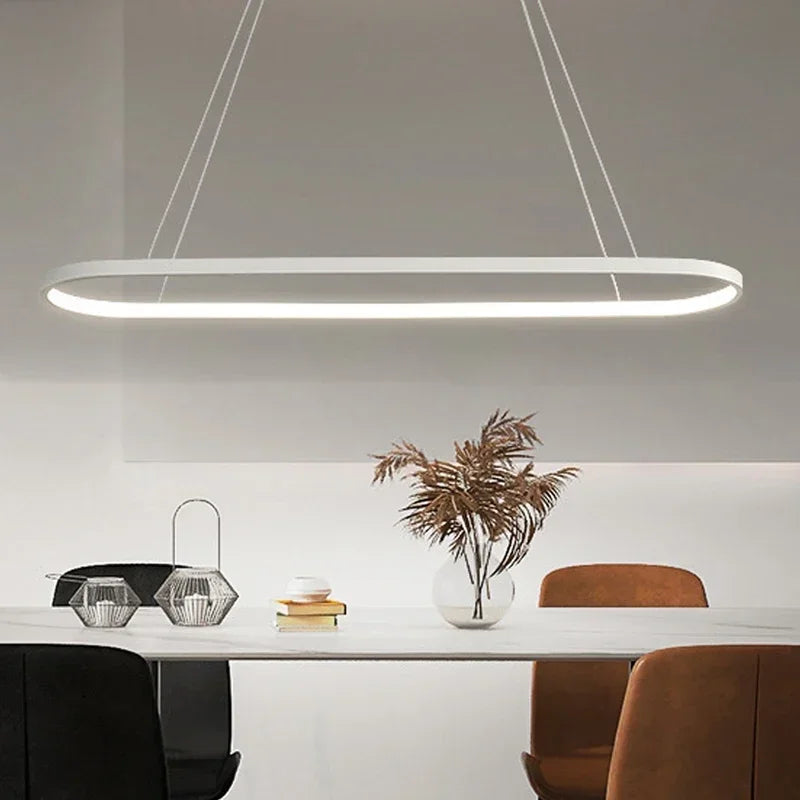 Suspension LED ovale Ondéa design contemporain éclairage uniforme - vue 10