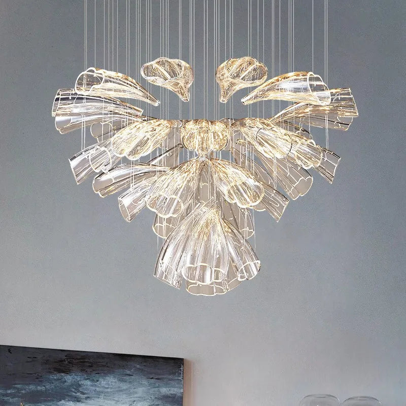 Lustre Cristal Moderne et Acier pour Salon – Mirellia