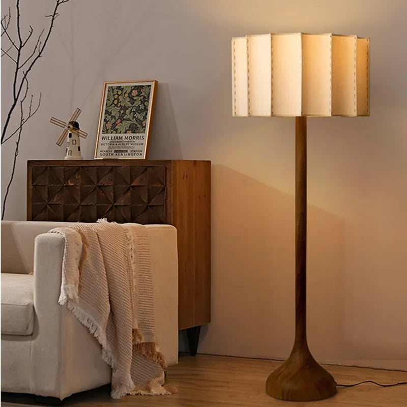 Houten staande lamp in Wabi-Sabi stijl voor woonkamer – Armonique