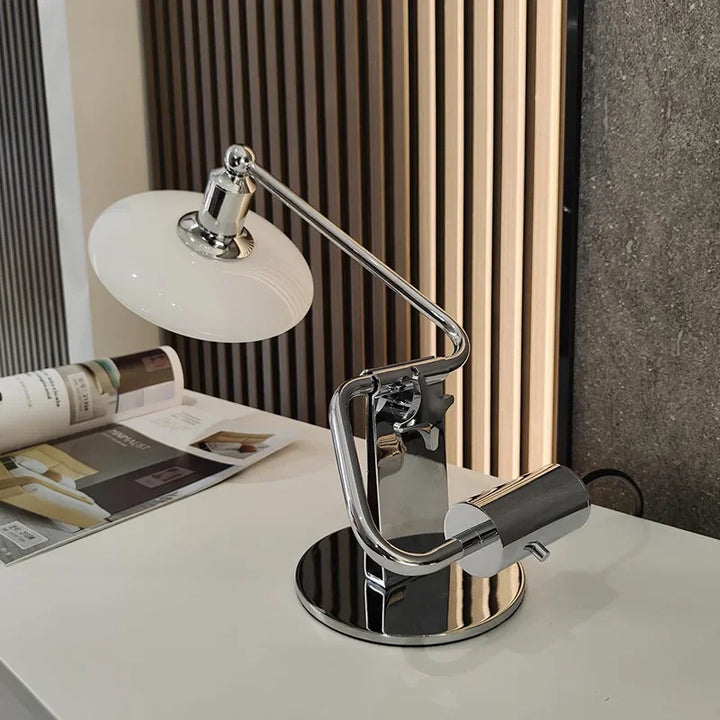 Lampe de Table Vintage en Verre et Acier – Oréade