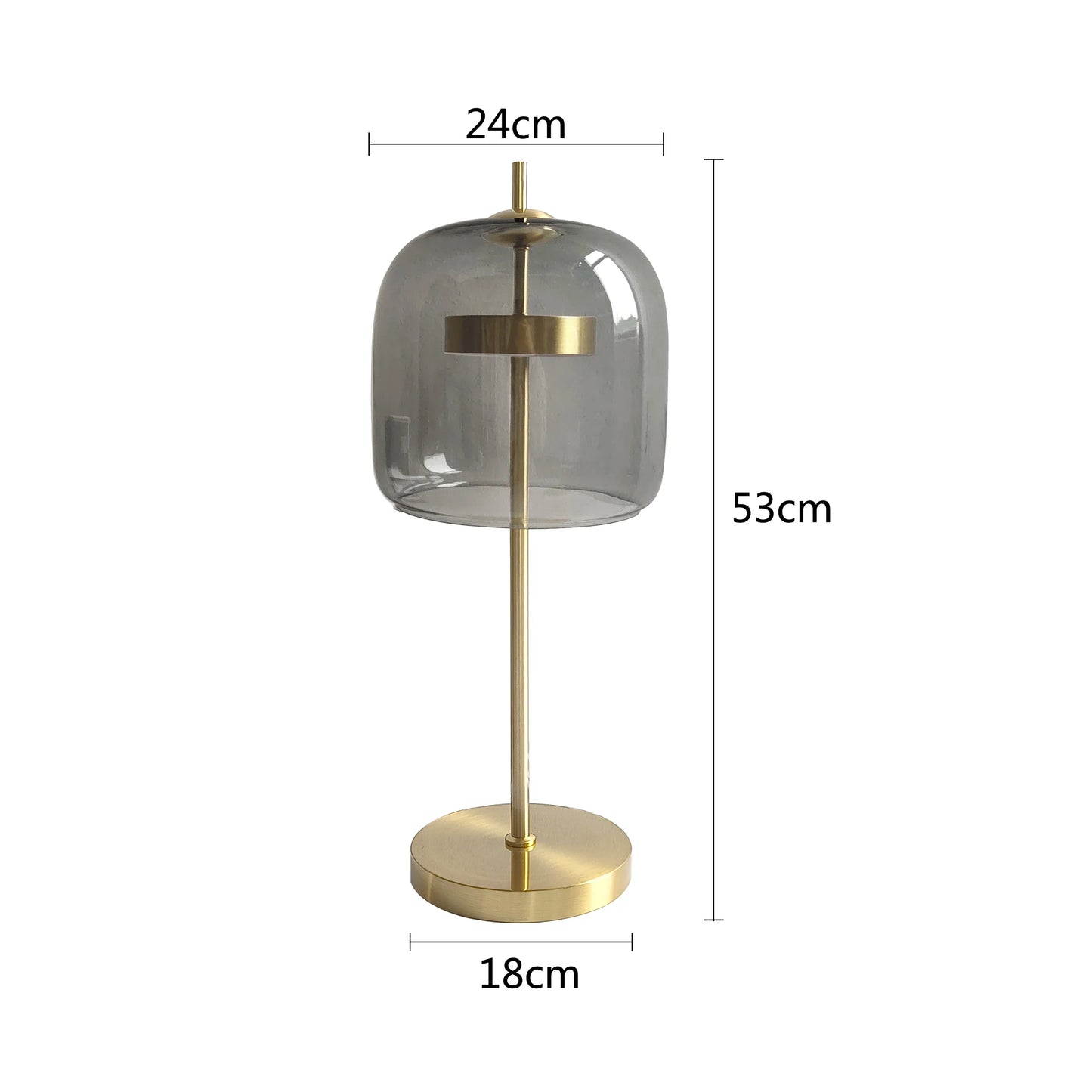 Lampe de chevet moderne Xiumis globe en verre et base métal doré brossé - vue 15