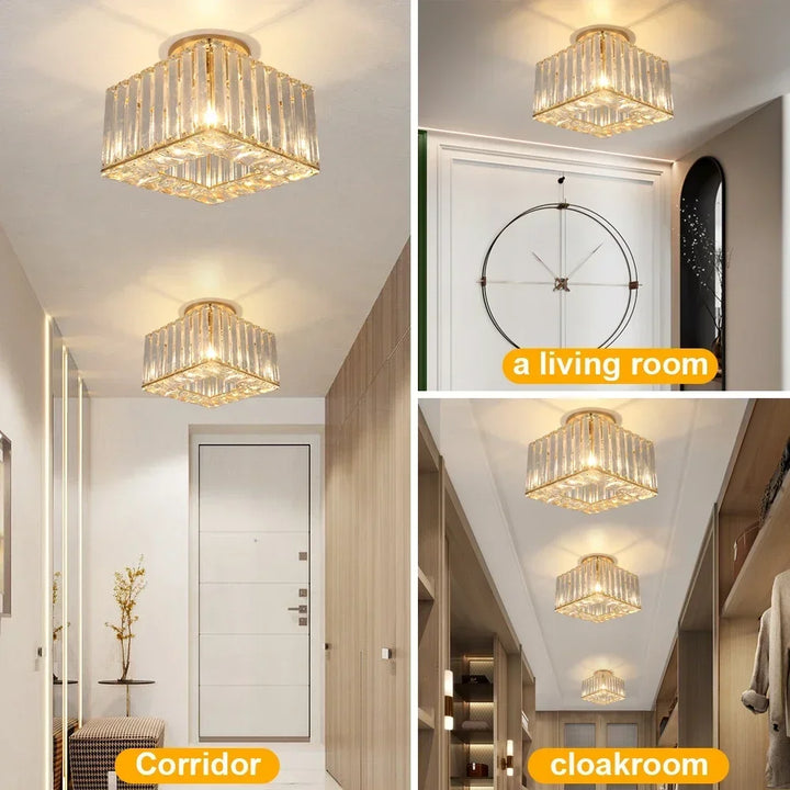 Plafonnier Cristal Doré pour Chambre – Célestine