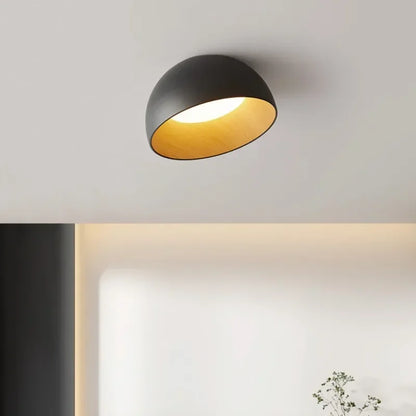 Moderne plafondlamp in zwart metaal en hout – Maderique