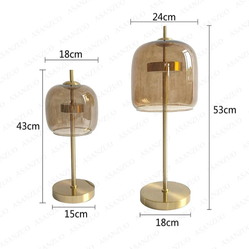 Lampe de chevet moderne Xiumis globe en verre et base métal doré brossé - vue 9