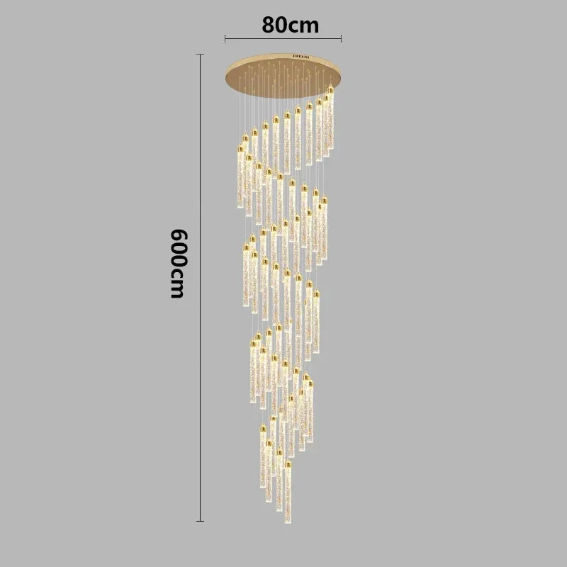 Lustre Rotatif en Cristal Doré pour Grand Espace – Célestarion