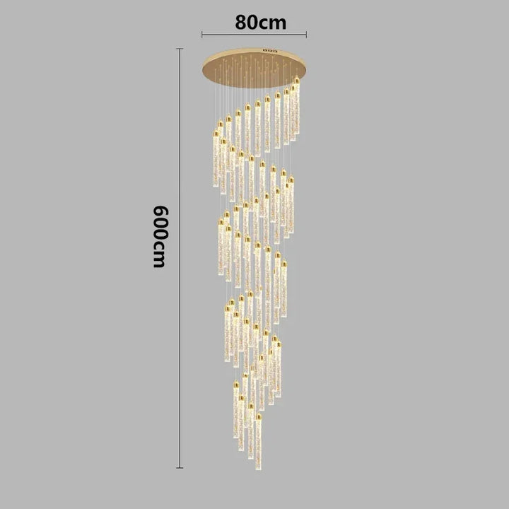 Lustre Rotatif en Cristal Doré pour Grand Espace – Célestarion