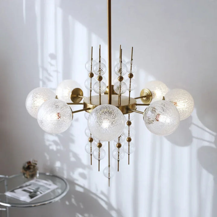 Suspension en acier poli et verre doré pour salon et cuisine – Aurelice