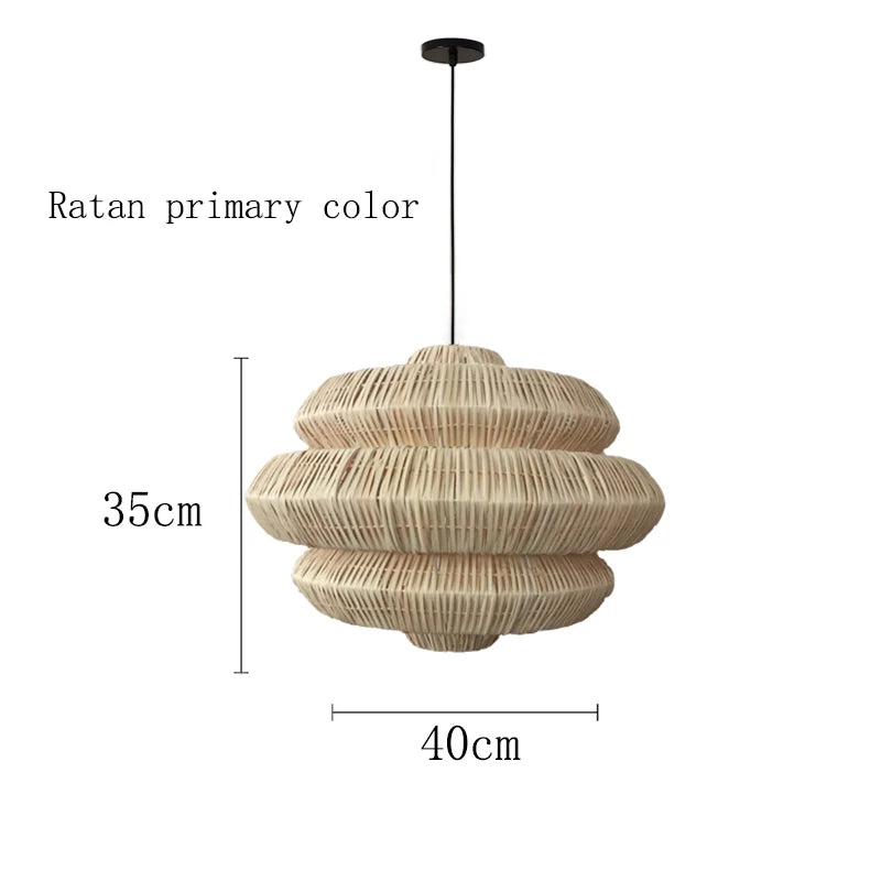 Hanglamp in Gevlochten Rotan Wabi-Sabi Stijl voor Eetkamer – Naiadis