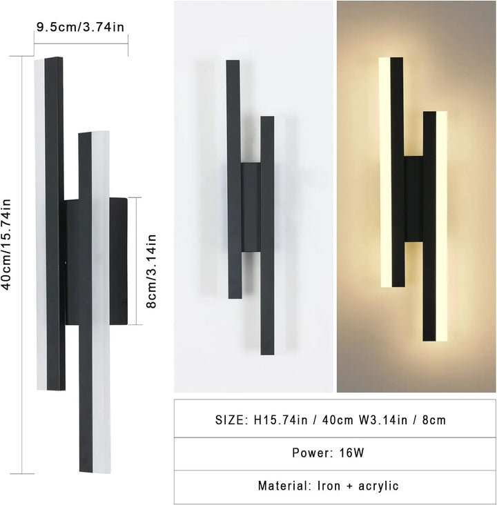 Applique murale led noir taille