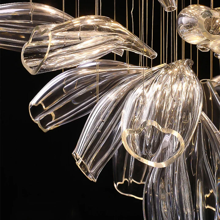 Lustre Cristal Moderne et Acier pour Salon – Mirellia
