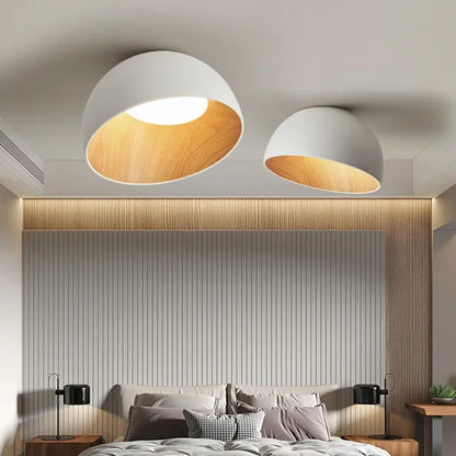 Moderne plafondlamp in zwart metaal en hout – Maderique