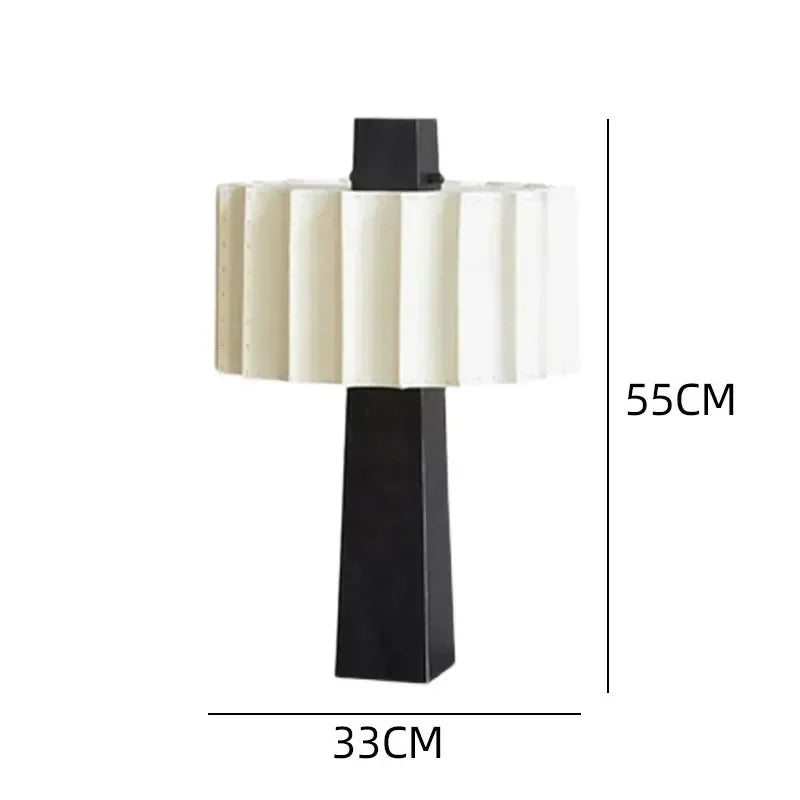 Scandinavian minimalist black table lamp Norélys with pleated white lampshade – view 9