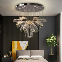 Lustre Cristal Moderne et Acier pour Salon – Mirellia