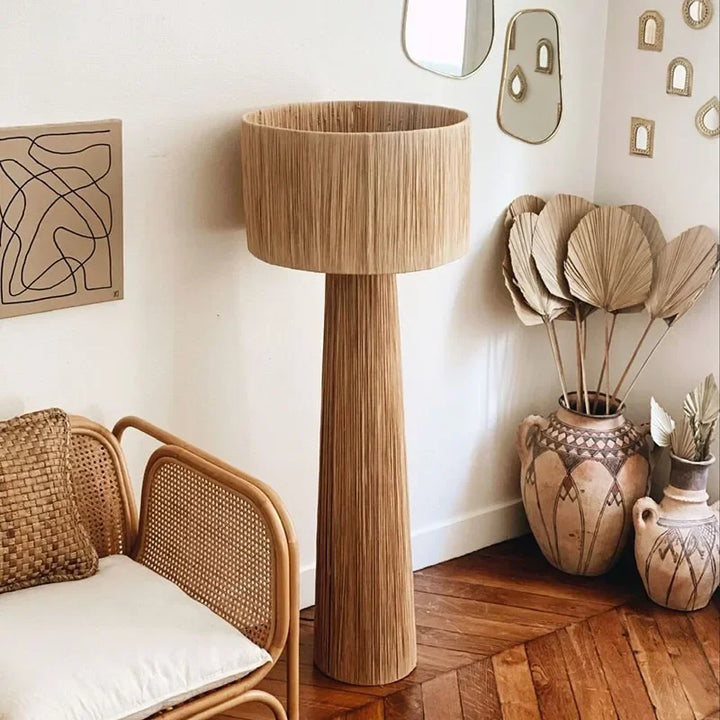 Lampe de sol en osier tressé style japonais – Kansora