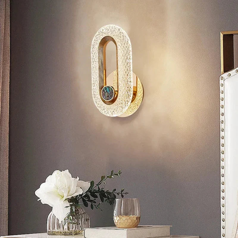 Applique murale directionnelle Ovalia design minimaliste dorée avec diffuseur acrylique - vue 10